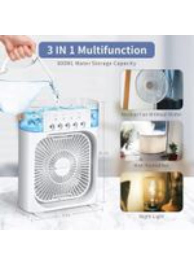 Portable Air Conditioner Fan Mini Evaporative Air Cooler with 7 Colors LED Light 1/2/3 H Timer 3 Wind Speeds and 3 Spray Modes for Office Home Dorm Travel(White) - Image 3